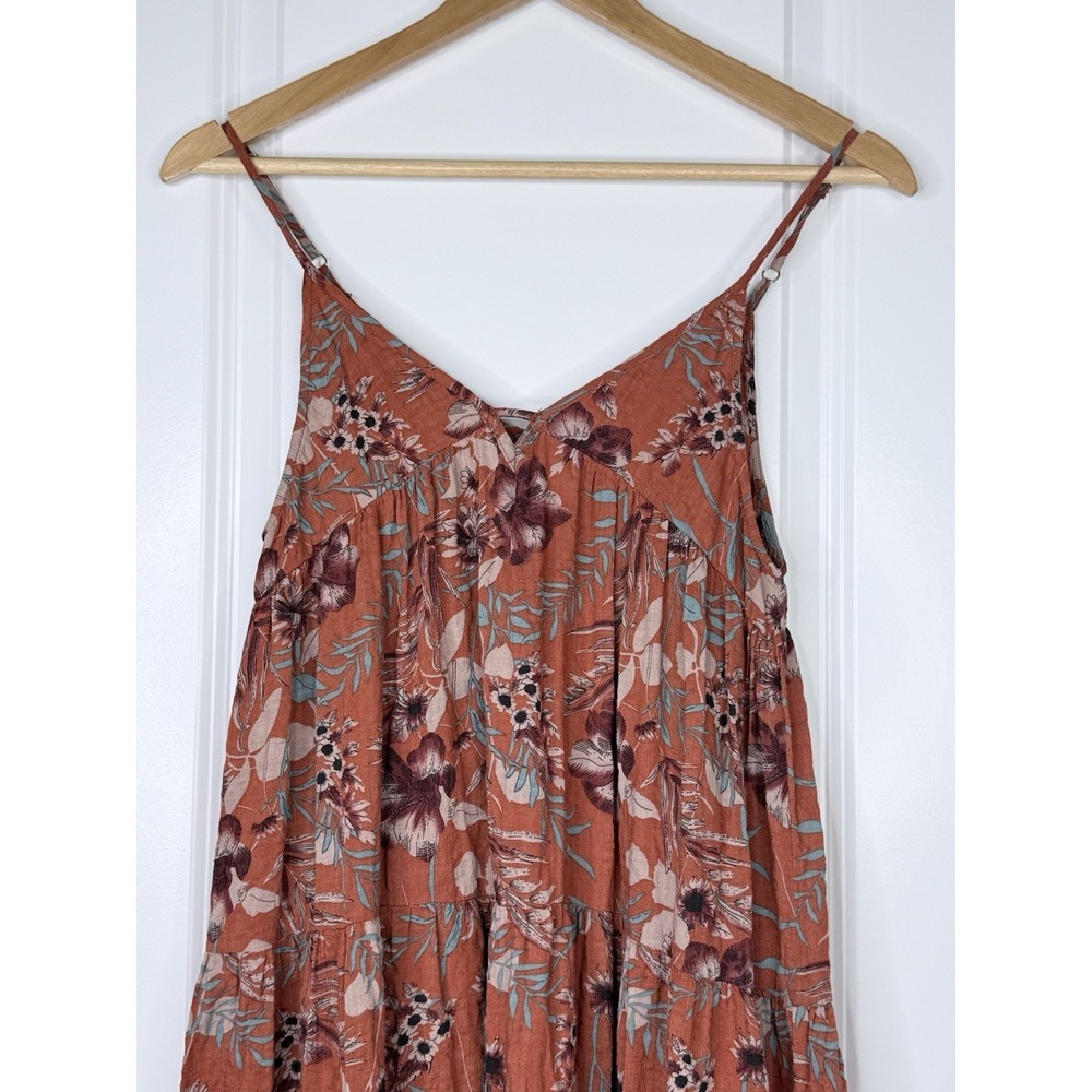 Natural Life Riley Maxi Dress Women XS Floral Boho Tiered Rust Turquoise - Picture 2 of 6